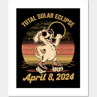 Total Solar Ecllipse 2024 - Cool Dog Retro Style Posters and Art